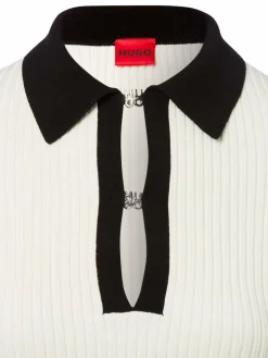 HUGO Pullover & Strickjacken<Damen Rippstrickpullover - Sharro ecru schwarz uni