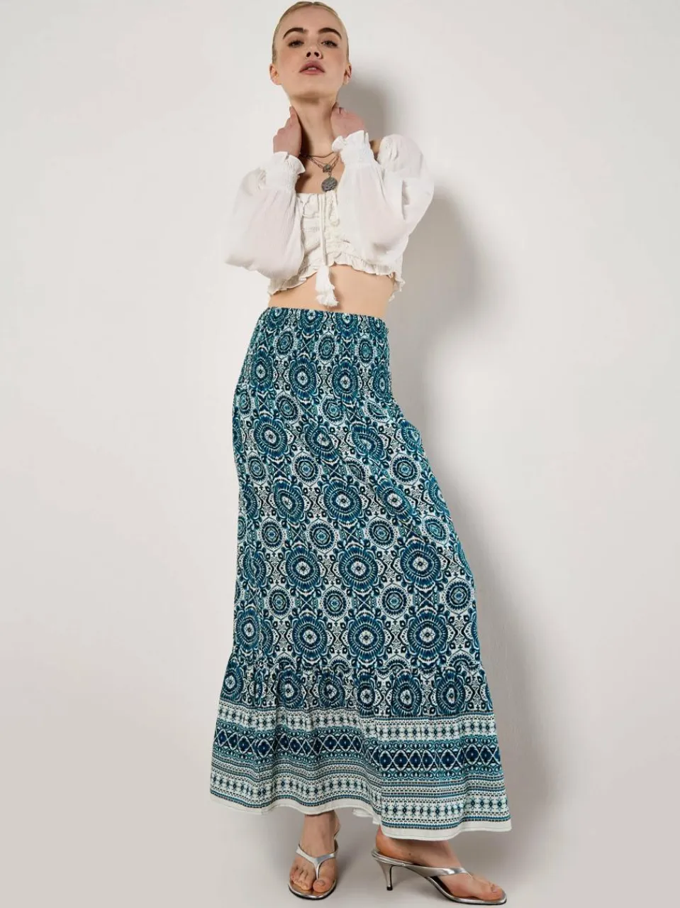 Apricot Röcke<Damen Rock blau gemustert