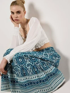 Apricot Röcke<Damen Rock blau gemustert