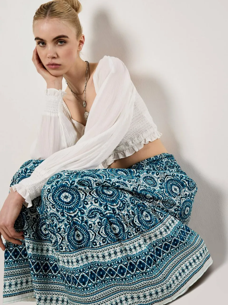 Apricot Röcke<Damen Rock blau gemustert