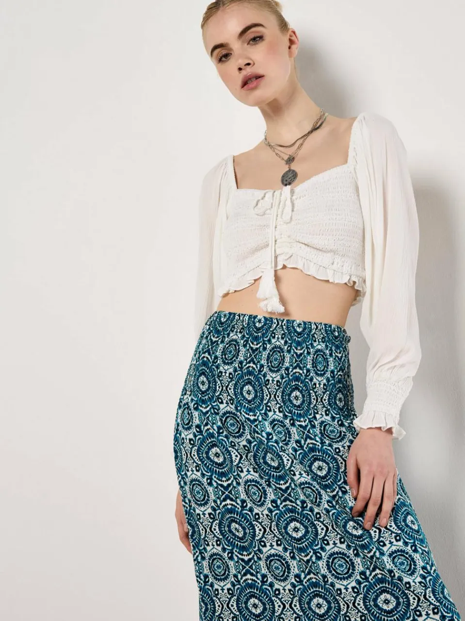 Apricot Röcke<Damen Rock blau gemustert