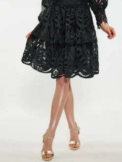 Faina Röcke<Damen Rock schwarz gemustert