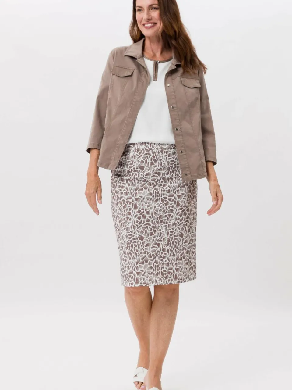 Frank Walder Röcke<Damen Rock weiß mehrfarbig gemustert