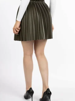 Faina Röcke<Damen Rock aus Kunstleder oliv uni