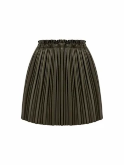 Faina Röcke<Damen Rock aus Kunstleder oliv uni