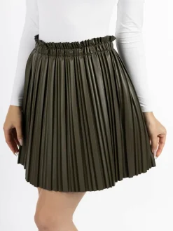 Faina Röcke<Damen Rock aus Kunstleder oliv uni