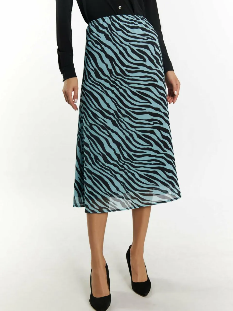 Faina Röcke<Damen Rock mit Zebra-Print hellblau gemustert