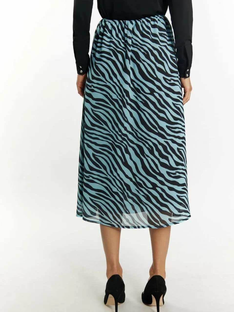 Faina Röcke<Damen Rock mit Zebra-Print hellblau gemustert