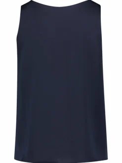 Vera Mont Blusen<Damen Satin-Bluse marine blau uni