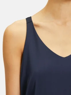 Vera Mont Blusen<Damen Satin-Bluse marine blau uni