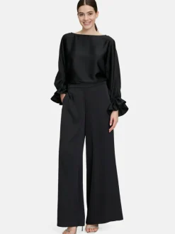 Vera Mont Blusen<Damen Satin-Bluse schwarz uni