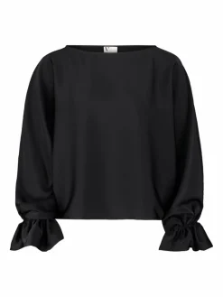 Vera Mont Blusen<Damen Satin-Bluse schwarz uni