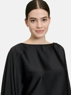 Vera Mont Blusen<Damen Satin-Bluse schwarz uni