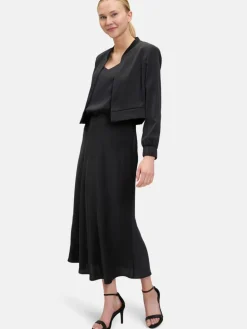 Vera Mont Röcke<Damen Satinrock schwarz uni