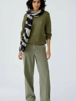 Oui Schals & Tücher<Damen Schal schwarz weiß gemustert