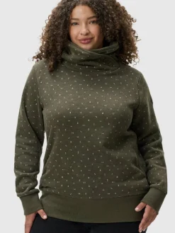 Ragwear Sweatshirts & Sweatjacken<Damen Schalkragenpullover - Angell Plus oliv gemustert