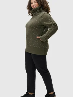 Ragwear Sweatshirts & Sweatjacken<Damen Schalkragenpullover - Angell Plus oliv gemustert