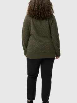 Ragwear Sweatshirts & Sweatjacken<Damen Schalkragenpullover - Angell Plus oliv gemustert