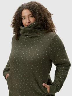 Ragwear Sweatshirts & Sweatjacken<Damen Schalkragenpullover - Angell Plus oliv gemustert
