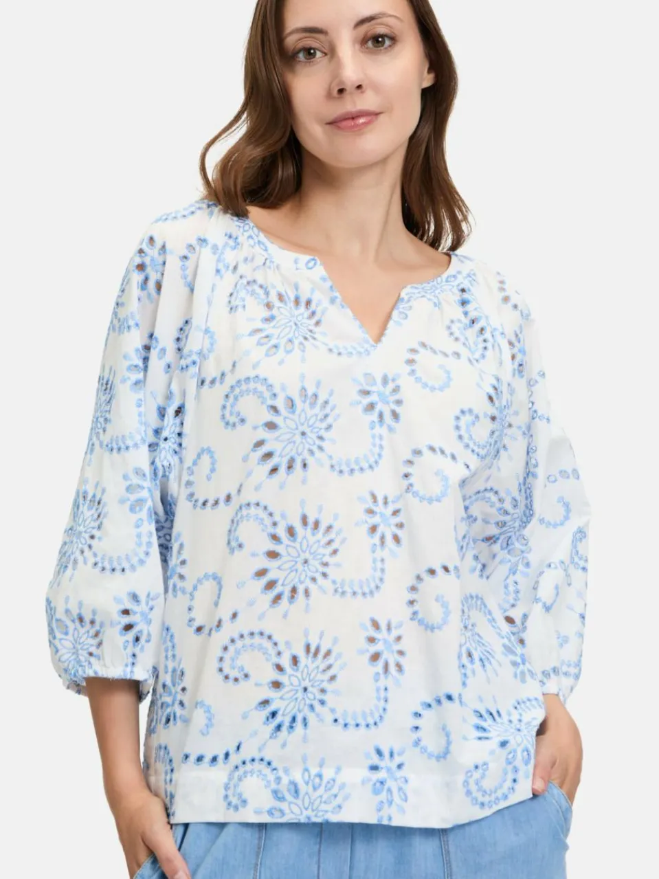 Betty & Co Blusen<Damen Schlupfbluse blau gemustert