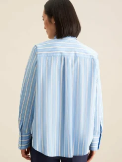 Seidensticker Blusen<Damen Schluppenbluse - Streifen blau gestreift