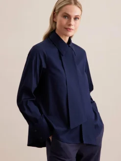 Seidensticker Blusen<Damen Schluppenbluse - Uni blau uni