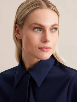 Seidensticker Blusen<Damen Schluppenbluse - Uni blau uni