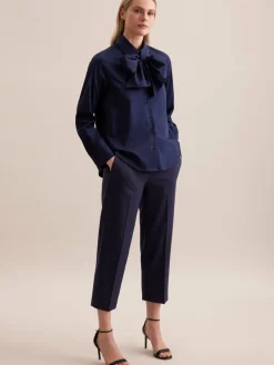 Seidensticker Blusen<Damen Schluppenbluse - Uni blau uni