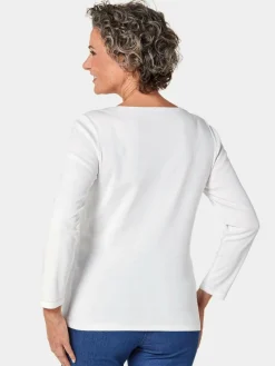 Goldner Sweatshirts & Sweatjacken<Damen Shirt - Basic T-Shirt aus reiner Baumwolle weiß uni