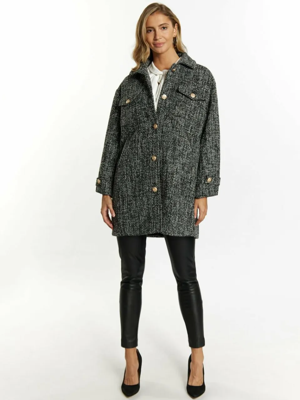 Faina Blazer<Damen Shirtjacket grau uni