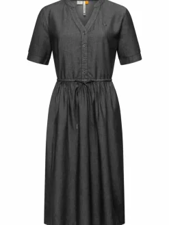 Ragwear Kleider<Damen Shirtkleid - Casarea Denim schwarz meliert