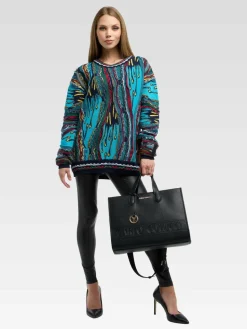 Carlo Colucci Taschen & Rucksäcke<Damen Shopper - Emanuelli schwarz gemustert