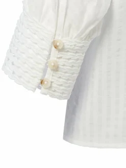 zero Blusen<Damen Sommerbluse weiß strukturiert