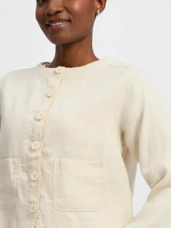 Marie Lund Blazer<Damen Sommerbluse aus Leinen beige uni