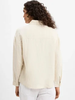 Marie Lund Blusen<Damen Sommerbluse aus Leinen beige uni