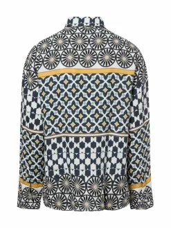 Marc O'Polo Blusen<Damen Sommerbluse aus Leinen marine mehrfarbig gemustert