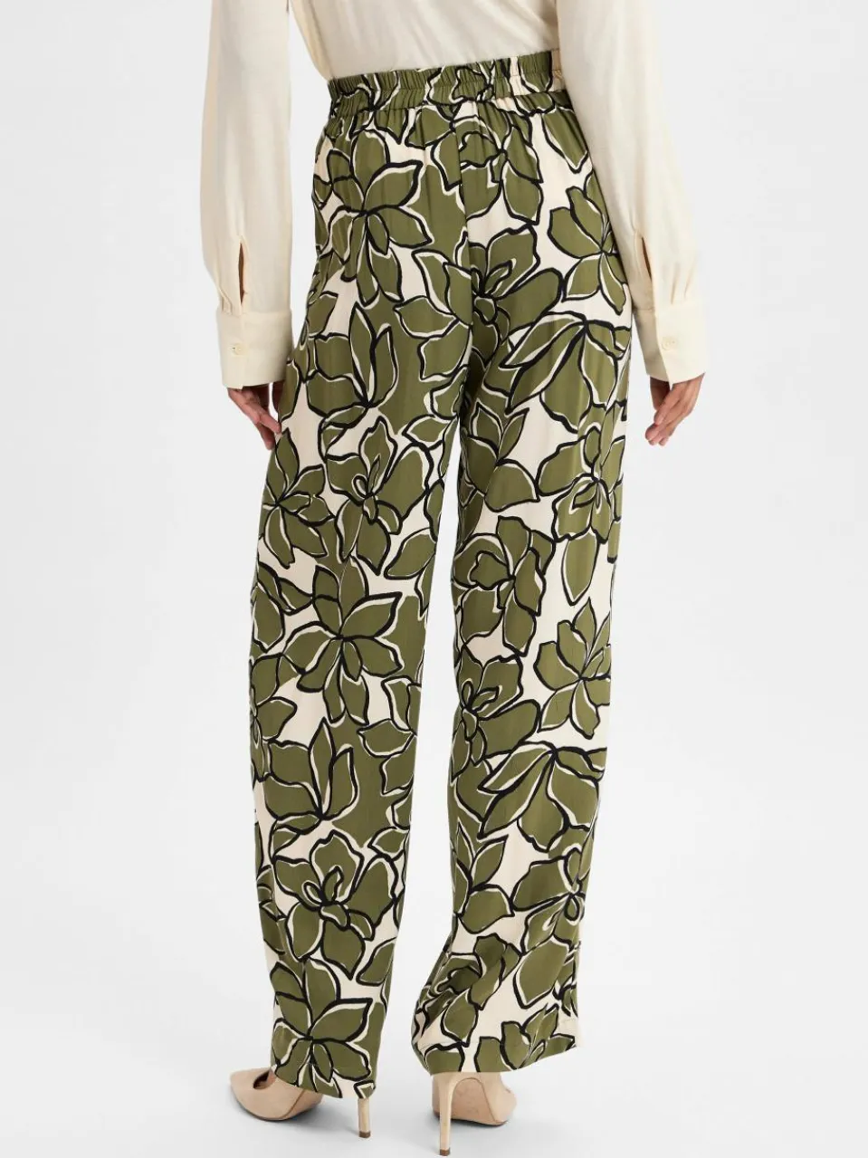 Vila Hosen<Damen Sommerhose - VIMara Dura schilf ecru gemustert