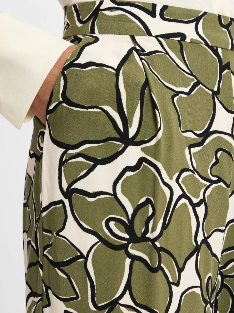 Vila Hosen<Damen Sommerhose - VIMara Dura schilf ecru gemustert