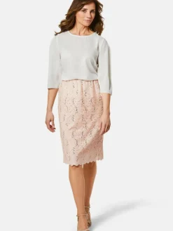 Goldner Röcke<Damen Spitzenrock - Schicker Rock aus elastischer Spitze rosa strukturiert