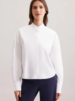 Seidensticker Blusen<Damen Stehkragenbluse - Uni weiß uni