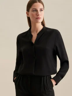 Seidensticker Blusen<Damen Stehkragenbluse - Uni schwarz uni