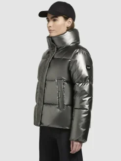Khujo Jacken & Westen<Damen Steppjacke - Rinja Shiny-YM silber uni
