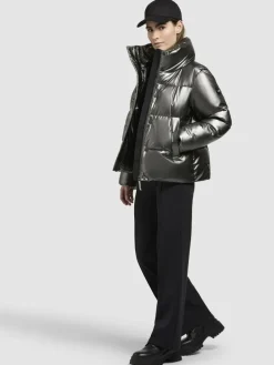 Khujo Jacken & Westen<Damen Steppjacke - Rinja Shiny-YM silber uni