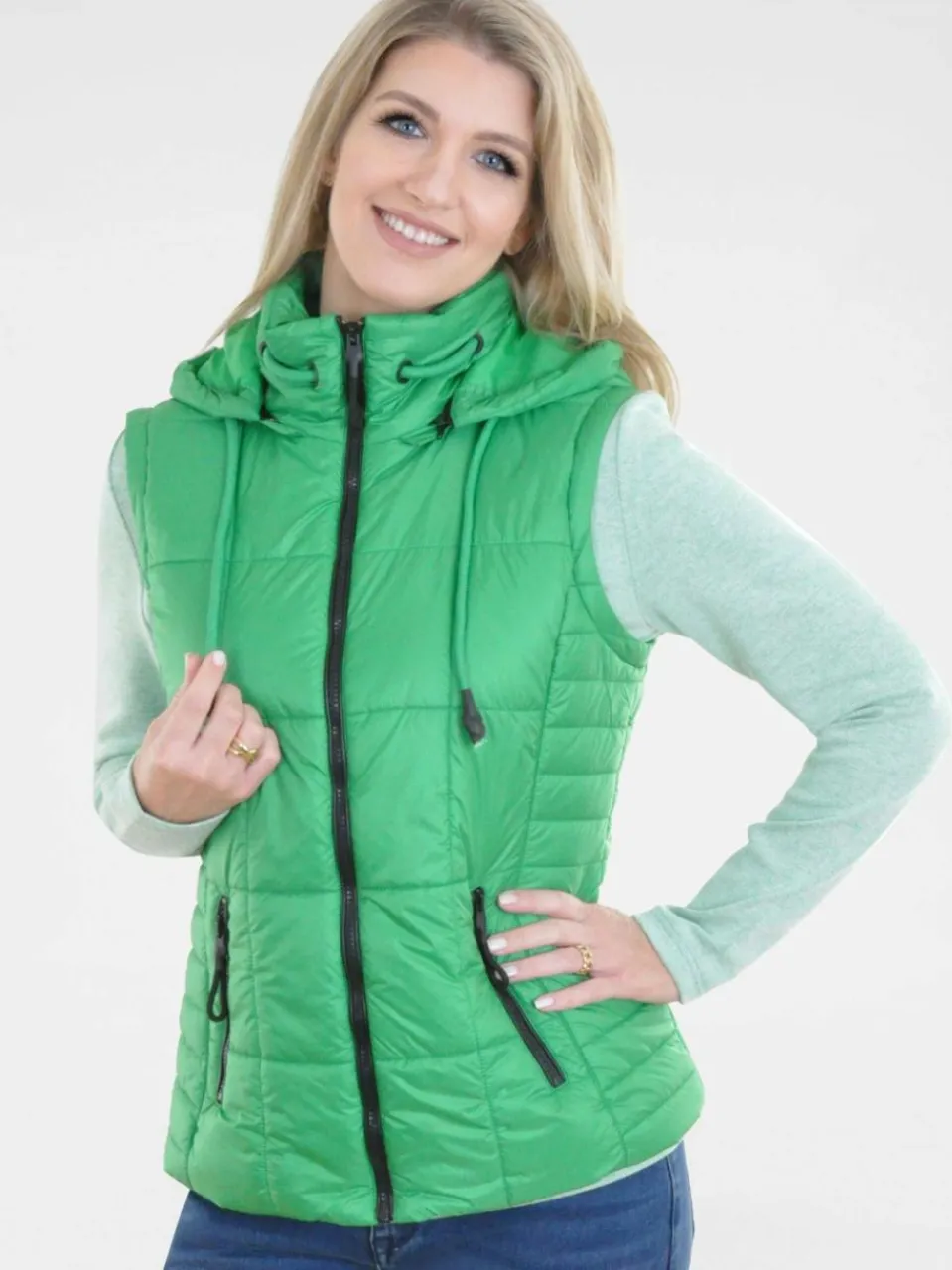Navigazione Jacken & Westen<Damen Steppweste grün uni