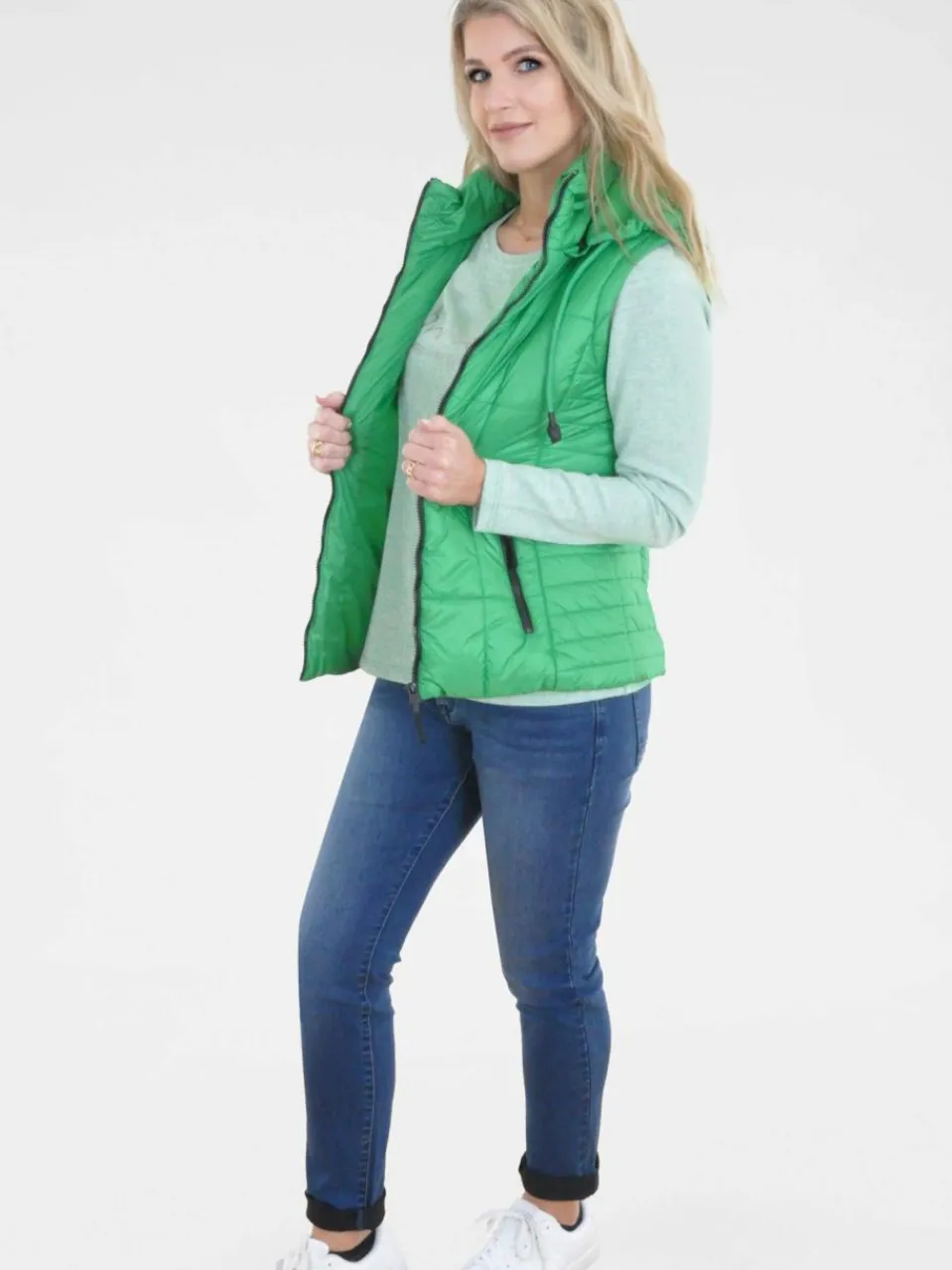 Navigazione Jacken & Westen<Damen Steppweste grün uni