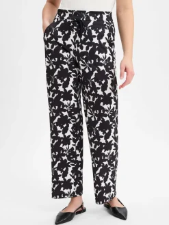 MAC Hosen<Damen Stoffhose - Easy Wideleg schwarz weiß gemustert