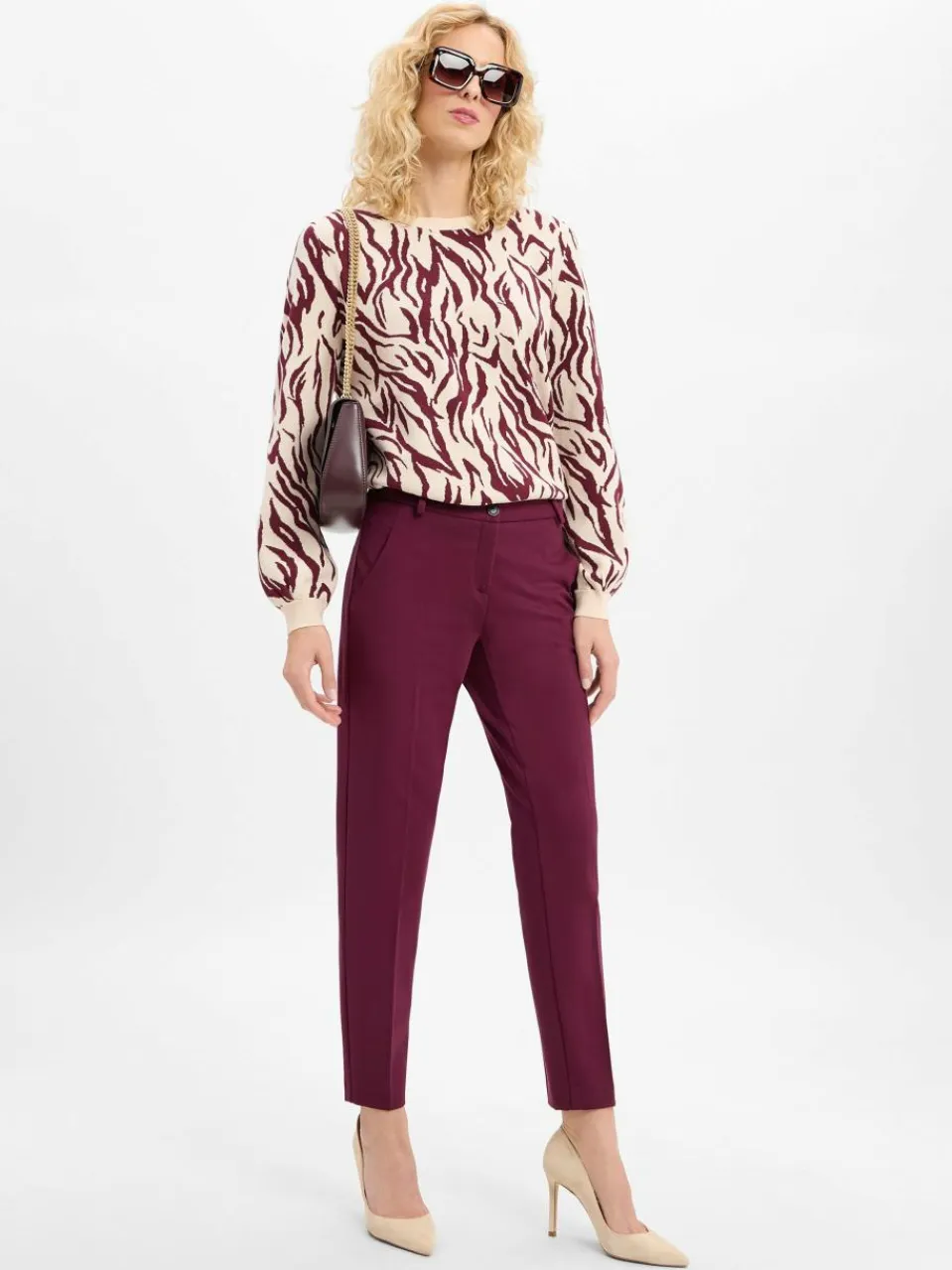 BRAX Hosen<Damen Stoffhose - Maron S aubergine uni