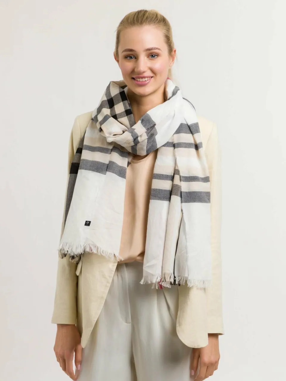 Fraas Schals & Tücher<Damen Stola weiß kariert
