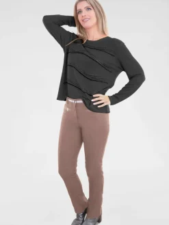 Navigazione Hosen<Damen Stretchhose braun uni