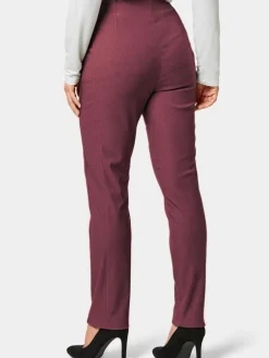 Goldner Hosen<Damen Stretchhose LOUISA - Wärmende Schlupfhose LOUISA in knitterarmer Ware bordeaux uni